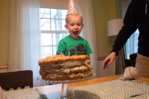 This birthday boy was so happy with just a cake and his family! No elaborate party necessary!